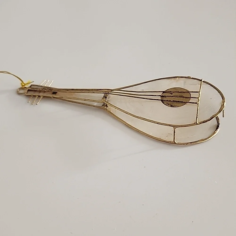 Vintage Gold Wire Mandolin Ornament | Musical Instrument Christmas Decor